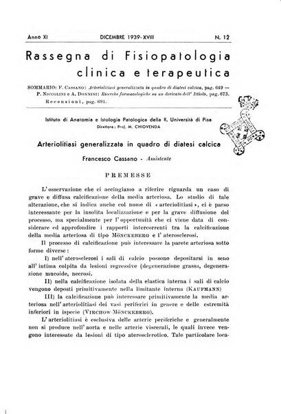 Rassegna di fisiopatologia clinica e terapeutica