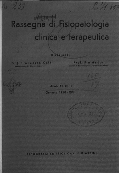 Rassegna di fisiopatologia clinica e terapeutica