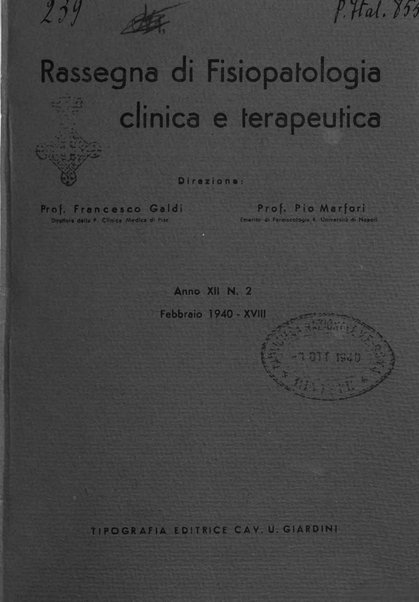 Rassegna di fisiopatologia clinica e terapeutica