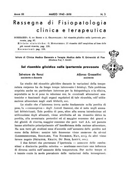 Rassegna di fisiopatologia clinica e terapeutica