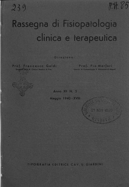 Rassegna di fisiopatologia clinica e terapeutica