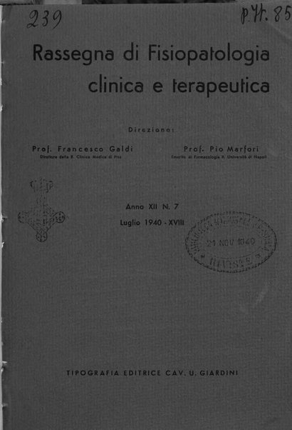 Rassegna di fisiopatologia clinica e terapeutica