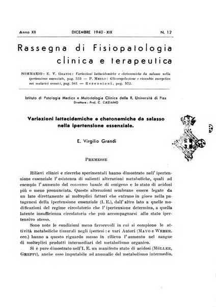 Rassegna di fisiopatologia clinica e terapeutica