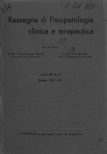 Rassegna di fisiopatologia clinica e terapeutica