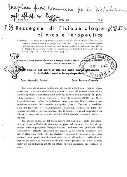 Rassegna di fisiopatologia clinica e terapeutica