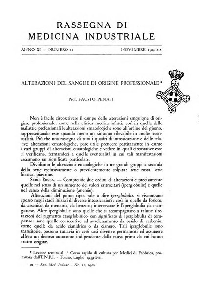 Rassegna di medicina industriale pubblicazione mensile dell'Ente nazionale di propaganda per la prevenzione infortuni