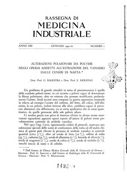 Rassegna di medicina industriale pubblicazione mensile dell'Ente nazionale di propaganda per la prevenzione infortuni