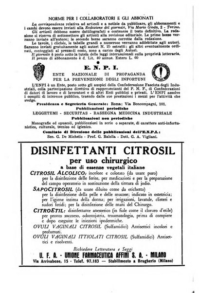 Rassegna di medicina industriale pubblicazione mensile dell'Ente nazionale di propaganda per la prevenzione infortuni