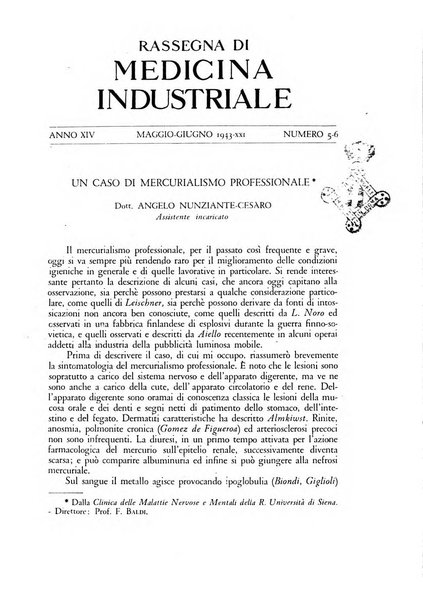 Rassegna di medicina industriale pubblicazione mensile dell'Ente nazionale di propaganda per la prevenzione infortuni