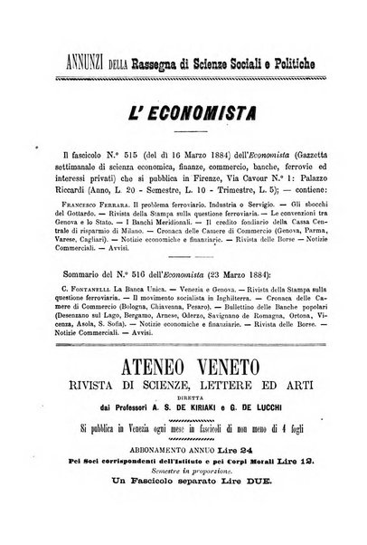 Rassegna di scienze sociali e politiche