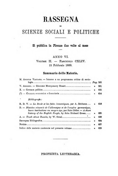 Rassegna di scienze sociali e politiche