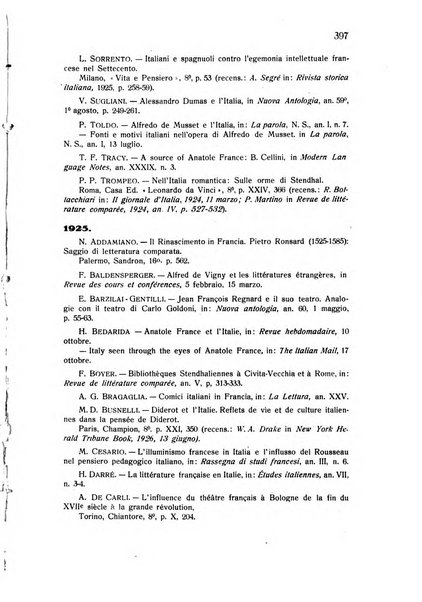 Rassegna di studi francesi organo trimestrale della Sezione pugliese dell'Union intellectuelle franco-italienne di Parigi