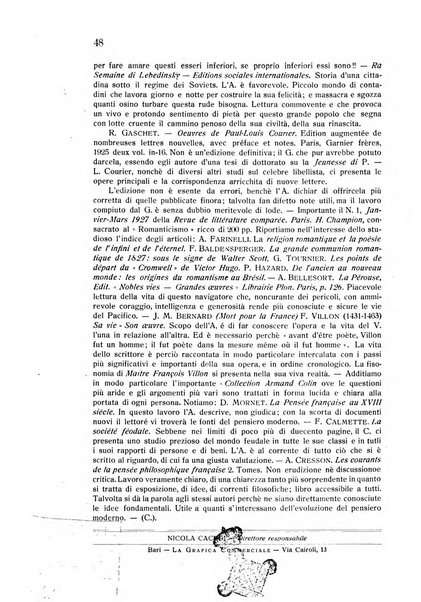 Rassegna di studi francesi organo trimestrale della Sezione pugliese dell'Union intellectuelle franco-italienne di Parigi