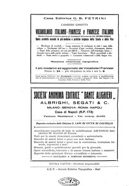 Rassegna di studi francesi organo trimestrale della Sezione pugliese dell'Union intellectuelle franco-italienne di Parigi