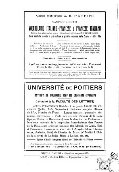 Rassegna di studi francesi organo trimestrale della Sezione pugliese dell'Union intellectuelle franco-italienne di Parigi