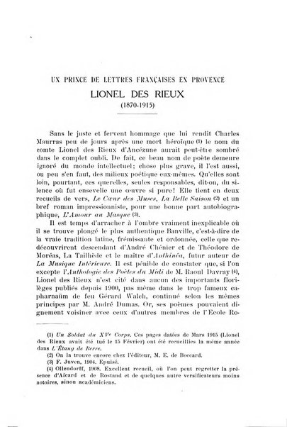 Rassegna di studi francesi organo trimestrale della Sezione pugliese dell'Union intellectuelle franco-italienne di Parigi