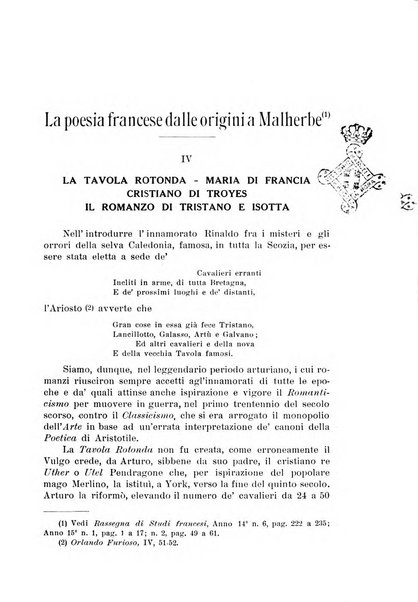 Rassegna di studi francesi organo trimestrale della Sezione pugliese dell'Union intellectuelle franco-italienne di Parigi