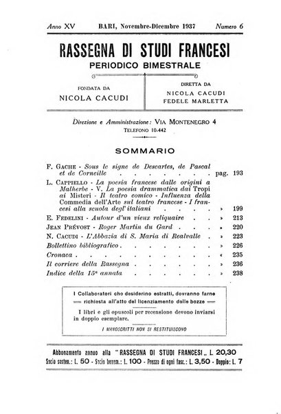 Rassegna di studi francesi organo trimestrale della Sezione pugliese dell'Union intellectuelle franco-italienne di Parigi