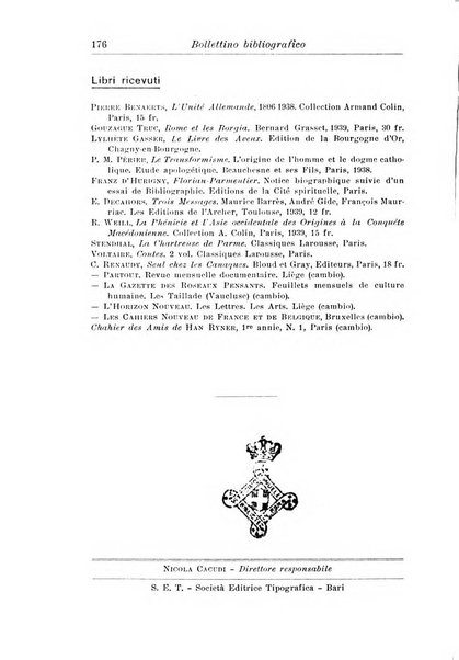 Rassegna di studi francesi organo trimestrale della Sezione pugliese dell'Union intellectuelle franco-italienne di Parigi