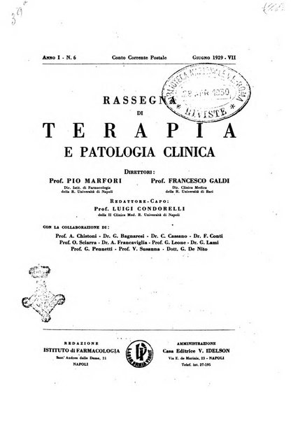 Rassegna di terapia e patologia clinica