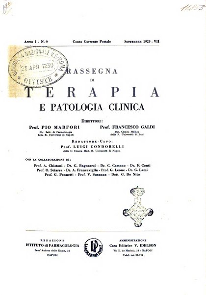 Rassegna di terapia e patologia clinica