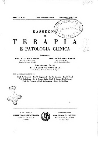 Rassegna di terapia e patologia clinica