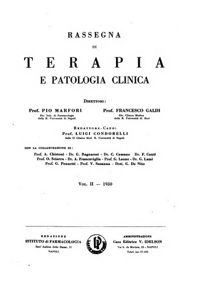 Rassegna di terapia e patologia clinica