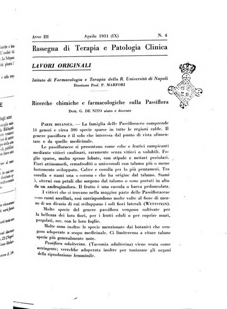 Rassegna di terapia e patologia clinica