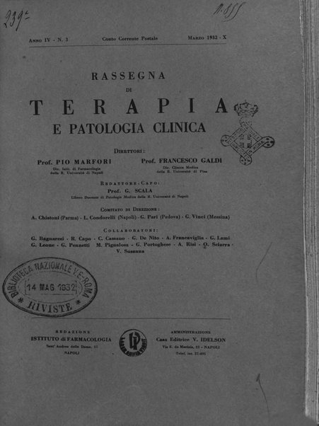 Rassegna di terapia e patologia clinica