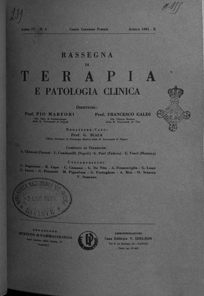 Rassegna di terapia e patologia clinica