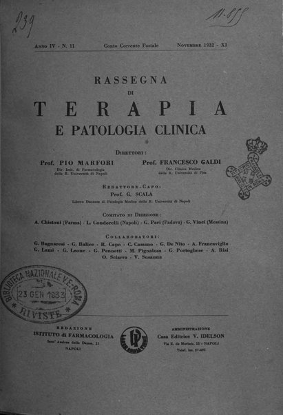 Rassegna di terapia e patologia clinica