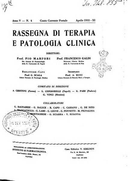 Rassegna di terapia e patologia clinica