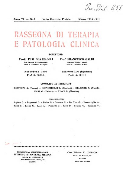 Rassegna di terapia e patologia clinica