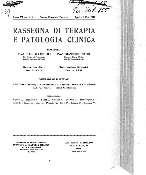 Rassegna di terapia e patologia clinica