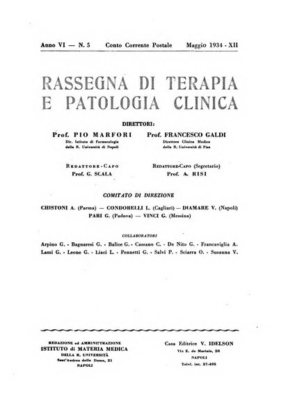 Rassegna di terapia e patologia clinica