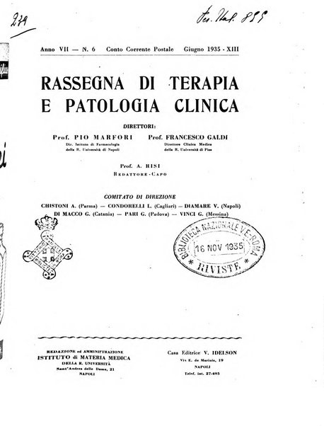 Rassegna di terapia e patologia clinica