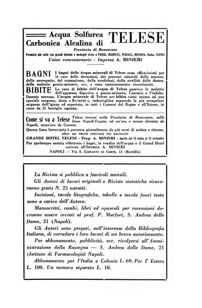 Rassegna di terapia e patologia clinica