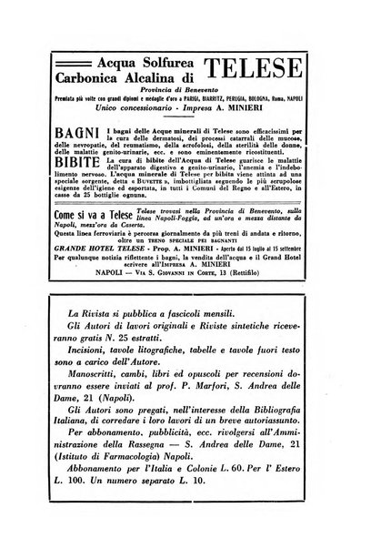 Rassegna di terapia e patologia clinica