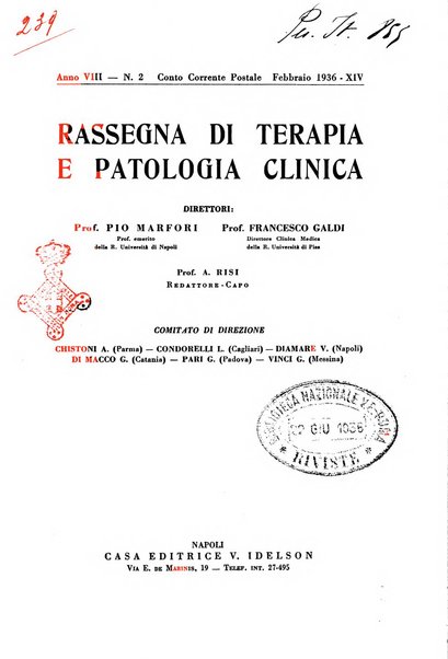 Rassegna di terapia e patologia clinica