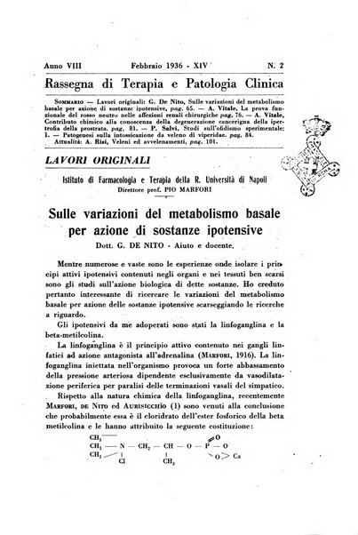 Rassegna di terapia e patologia clinica