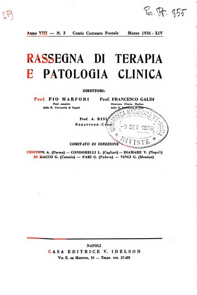 Rassegna di terapia e patologia clinica