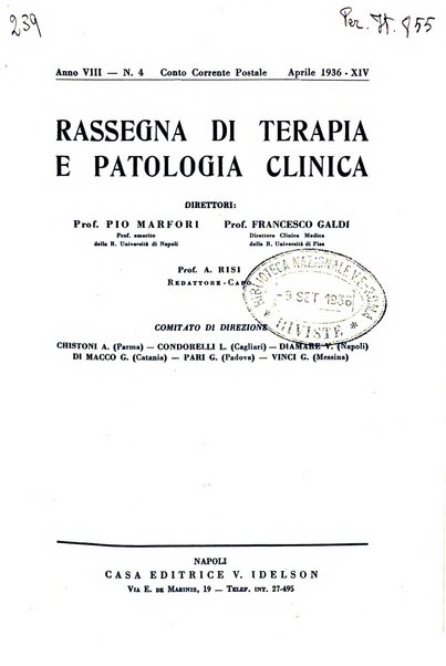 Rassegna di terapia e patologia clinica