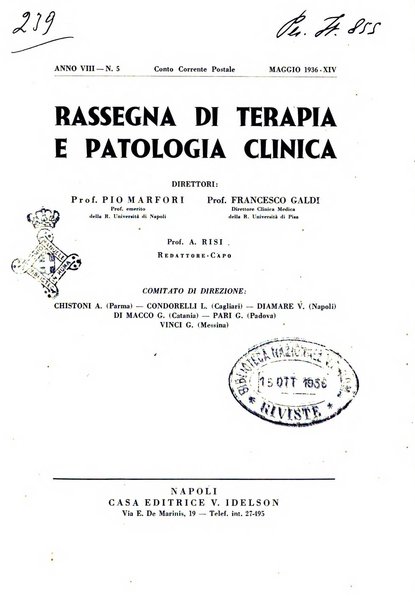 Rassegna di terapia e patologia clinica