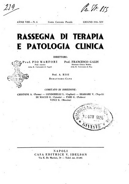 Rassegna di terapia e patologia clinica