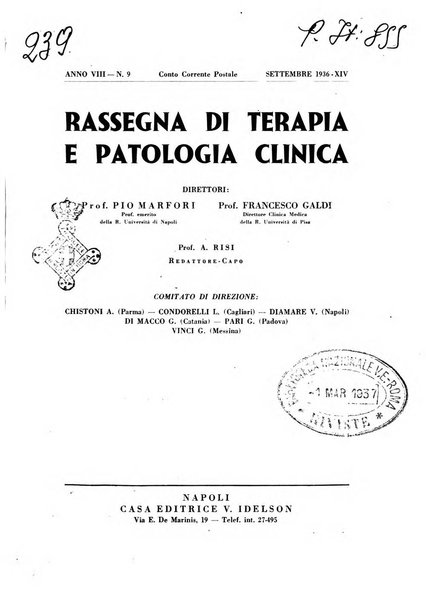 Rassegna di terapia e patologia clinica