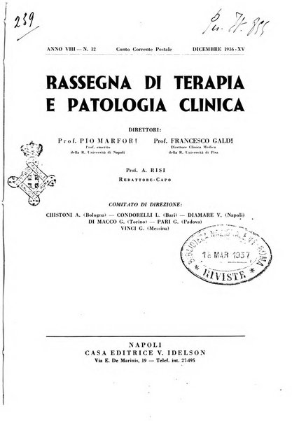 Rassegna di terapia e patologia clinica