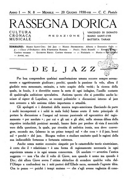 Rassegna dorica cultura, cronaca musicale