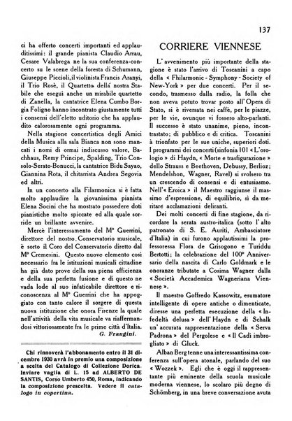 Rassegna dorica cultura, cronaca musicale