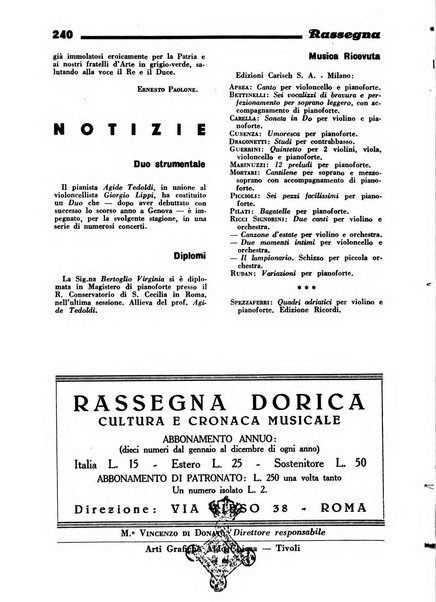 Rassegna dorica cultura, cronaca musicale