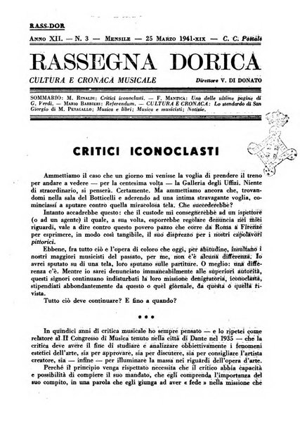 Rassegna dorica cultura, cronaca musicale